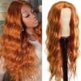 thumbnail image 4 of Peluca Larga y Rizada de Encaje para Mujer | Estilo Europeo, Naranja, Grande, Ondulada, Fibra Sintética | 66 Cm de Largo, 300 G | Seda de Alta Temperatura | Cubre Toda La Cabeza | Trenza para Uñas, 4 of 7