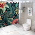 thumbnail image 7 of Orinice Tropical Shower Curtain Summer Colorful Hawaii Banana Leaf Jungle Plant Palm Leaves Hibiscus Flowers Print Pattern Bathroom Curtain Set with Waterproof Fabric Nature Bath Decor 60x72, 7 of 7