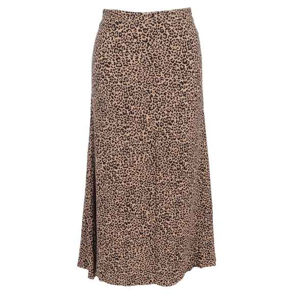Pre-Owned Reformation Leopard Print Midi Skirt in Brown Viscose