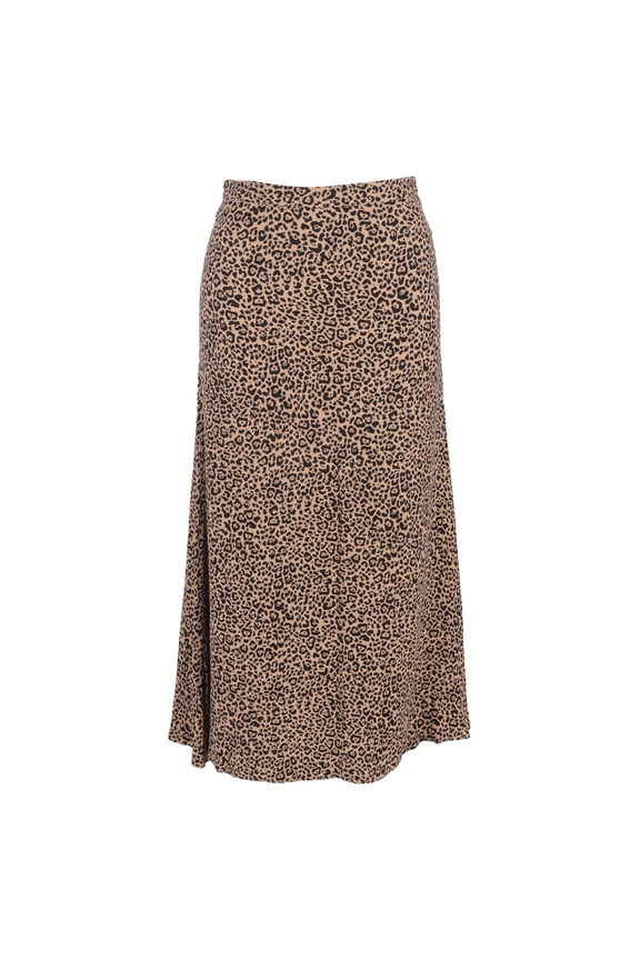 Pre-Owned Reformation Leopard Print Midi Skirt in Brown Viscose