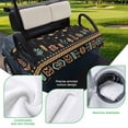 thumbnail image 5 of Golf Cart Seat Covers for 2 Seater,Orange Teal Botanical Microfiber Cart Seat Towel Blanket,Boho Ethnic Geometric Black Absorbent Breathable Non Slip Bench Seats Protector for Golf Course 51"x31", 5 of 9