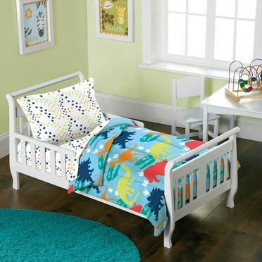 Dream Factory Dinosaur 4 Piece Toddler, Bed-in-a-Bag, Mini Bedding Set, Cotton/Polyester, Male, Toddler