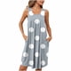 thumbnail image 2 of Camisón sin mangas con bolsillos y estampado para mujer, camisón plisado con cuello redondo, vestido de poliéster para mujer, 2 of 7