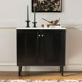 thumbnail image 5 of EYYTHUNG Black Storage Cabinet Set of 2, Modern Sideboard with Adjustable Shelves & Faux Marble Top, Wooden Credenza Cabinet Console Table, 5 of 8