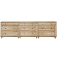 thumbnail image 3 of Oak Wooden Dresser for Bedroom with 9 Wide Drawers, Mid Century Modern Kids Dresser, Large Closet Storage Organizer for Nursery, Hallway and Living Room., 3 of 5