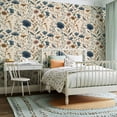 thumbnail image 2 of Peel and Stick Wallpaper Contact Paper Floral Botanical Blue Songbird Vintage Wildflowers Cream Self Adhesive and Removable 24in x 118in, 2 of 8