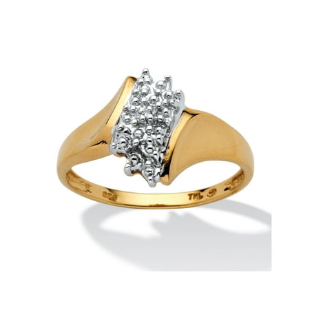 - Pave Diamond Accent Cluster Ring in 18k Gold over Sterling Silver