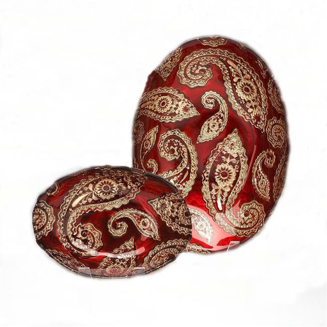Bol Ovale Rouge Grenade 6503-4 Paisley 12 Pouces Or Rouge