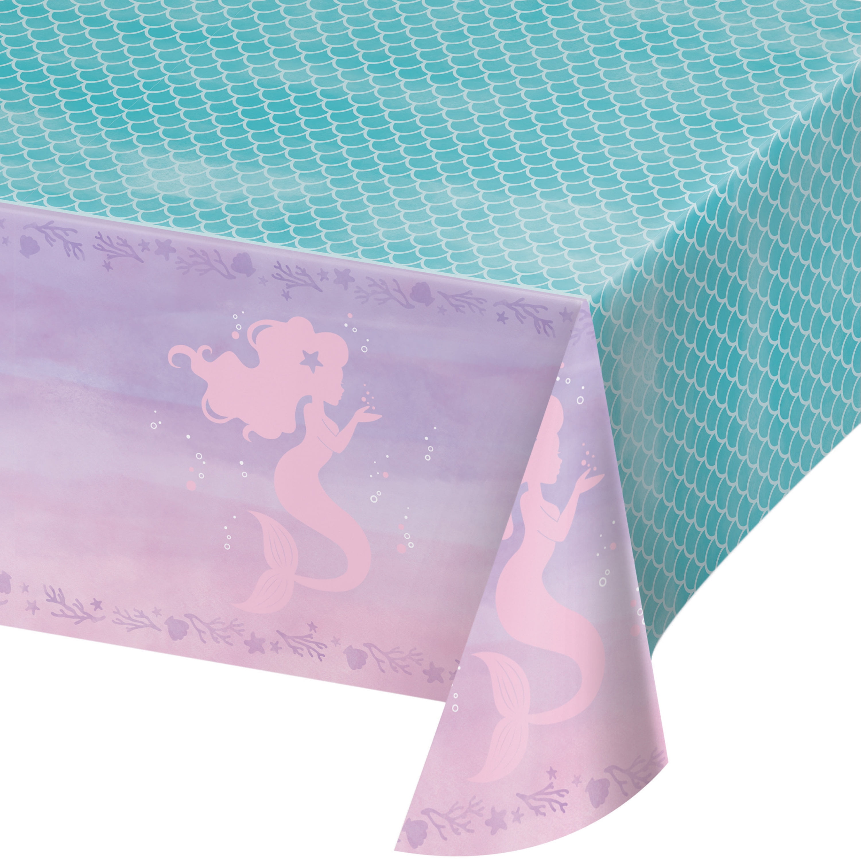 Iridescent Mermaid Party Plastic Tablecloths, 3 Count
