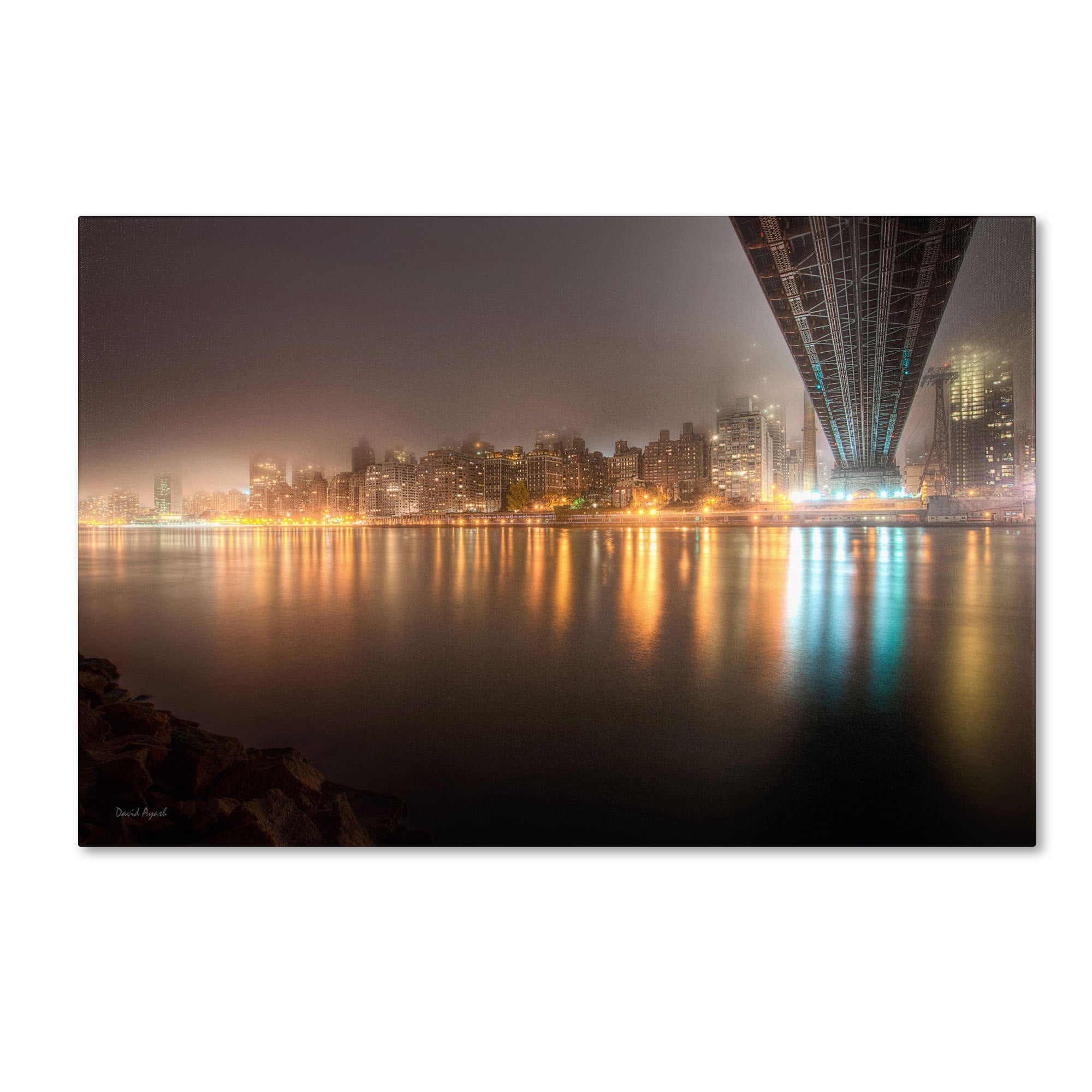 Trademark Fine Art "Fog Under the Queensborough Bridge - Midtown" Canvas Art by David Ayash