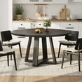 thumbnail image 5 of 47 Inch Round Dining Table for 4-6 People, Farmhouse Wood Circle Kitchen Table with Cross Base - Table Only - Black, 5 of 10