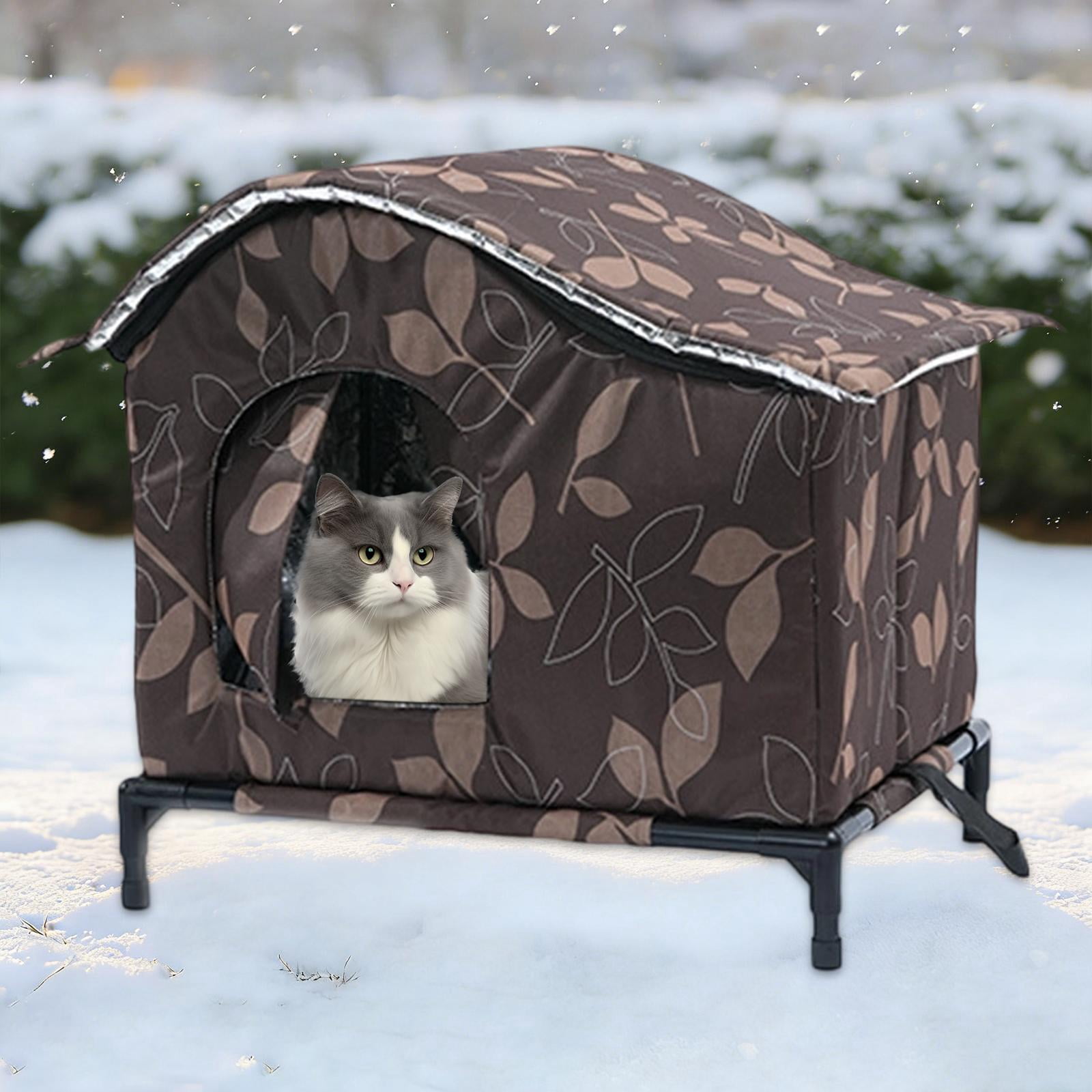 Bothyi Outdoor Cat Enclosure Waterproof Insulated Oxford Cloth Pet House with Windproof 45cmx35cmx38cm