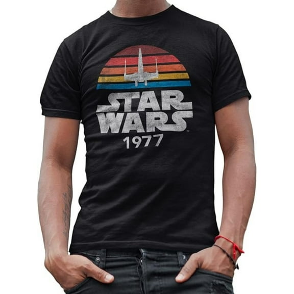 BESTLUCKY 1977 Distressed Logo Rainbow X-Wing Men's Adult T-Shirt