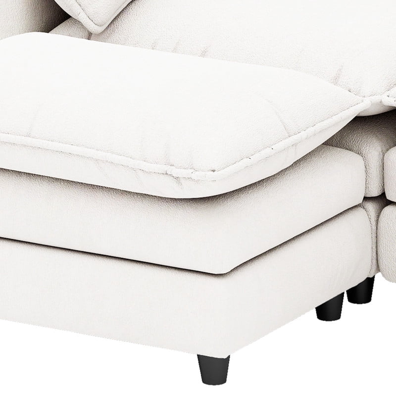 Uforic Sectional Sofa with Ottoman, 108" L Shape Modern 4 Seat Cloud Couch with Pillow-Armrest, Beige