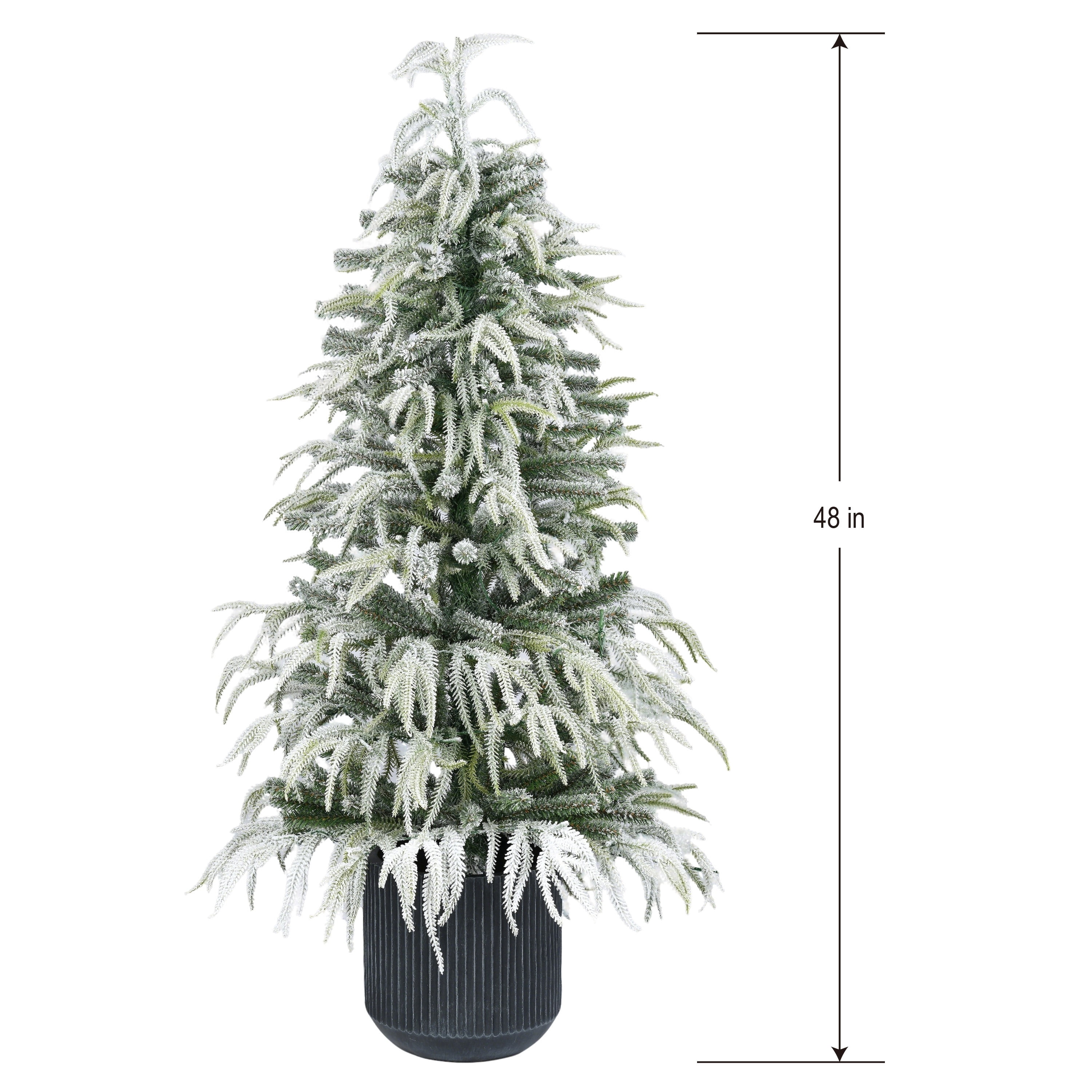 4' Pre-Lit Snow-Flocked Green Artificial Potted Christmas Tree with 70 Warm White LED Lights, by Holiday Time