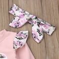 thumbnail image 3 of Toddler Baby Girls Kids Outfit Floral T-shirt Tops Long Pants Headband Autumn Clothes Set, 3 of 7