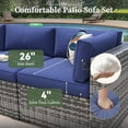 thumbnail image 2 of Aoxun 12 Piece Patio Furniture Set with 44” Fire Pit Table Wicker Rattan Outdoor Sectional Sofa Set with Coffee Table and 4” Thickened Cushions, Blue (Waterproof Cover Included), 2 of 8