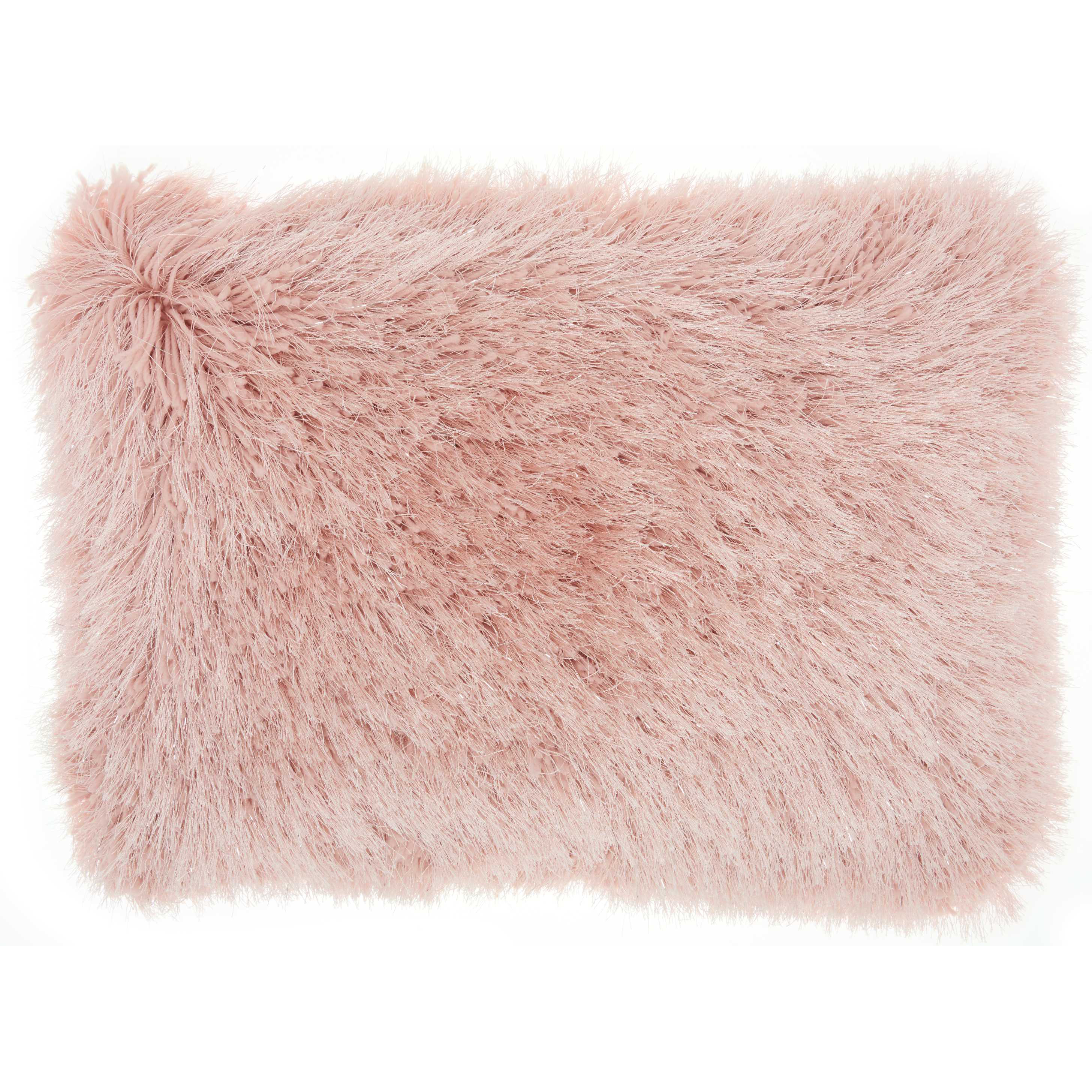 Nourison Yarn Shimmer Shag Decorative Throw Pillow, 14" x 20", Rose