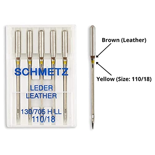 Leather Needles for Sewing Machine Combo Pack | Sizes (100/16 and 110/18) |  Perfect for Leather Fabrics | Fits: Bernina, Brother, Necchi, Elna, Juki