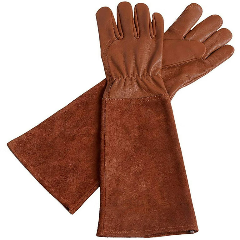 HANDSOME PROTECTION Cowhide Leather Work Gloves Gardening Gloves with  Leather Palm Patch Perfect for Driving/Cutting/Construction/Motorcycle, Men  & Women 1 Pair(Small, Golden) 