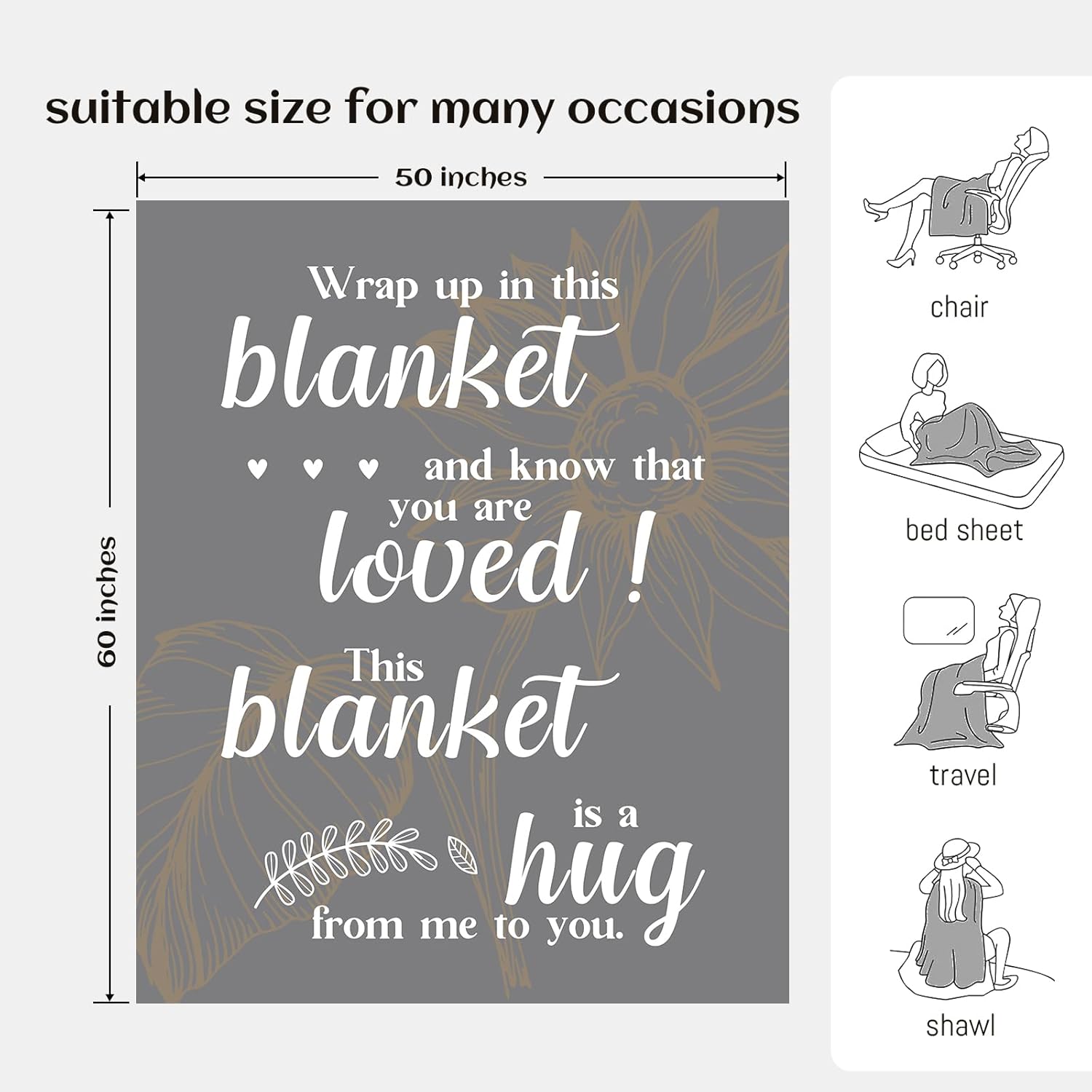 Get Well Soon Gifts, Hug Blanket, Inspirational Gifts for Her Him, Cancer Care Gifts for Women or Men, Encouragement Healing/After Surgery/Thinking of You Gifts