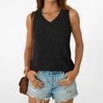 thumbnail image 5 of Delliss Women's Knitted V Neck Sleeveless Tank Top Ribbed Trendy Vest Lightweight Summer Camisole Black M, 5 of 6