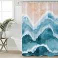 thumbnail image 2 of Teal Blue Coastal Beach Shower Curtains for Bathroom Waterproof Fabric Bath Curtains Decor Bath Tub Curtain Modern Oil Painting Nautical Decorative Shower Curtain Sets with 12 Hooks, 72x72 Inch, 2 of 6