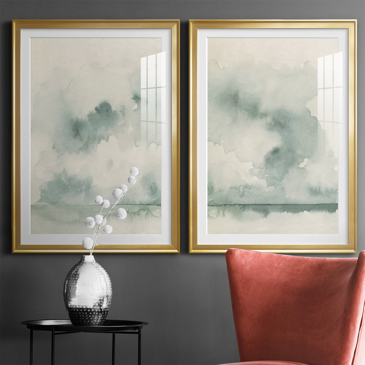 Wexford Home Ocean Impression I Premium Framed Print, 22.5" x 30.5" - Ready to Hang, Gold (Set of 2)