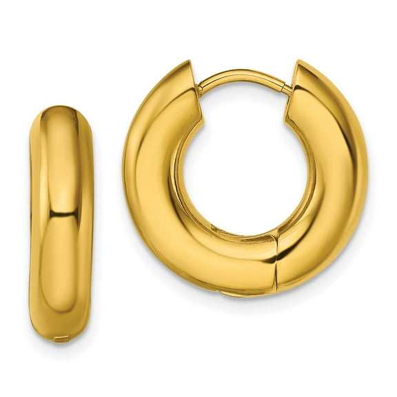 Primal Steel Stainless Steel Polished Yellow IP-plated 5mm Hinged Hoop Earrings