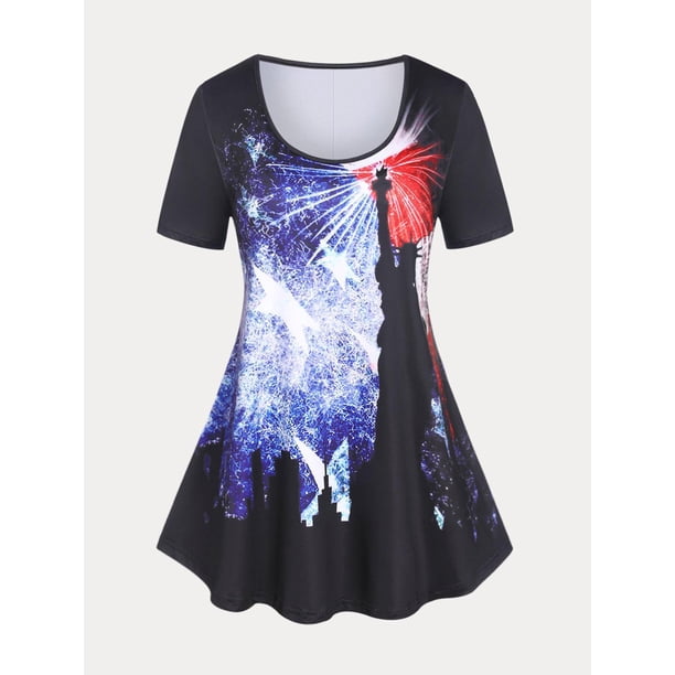 Camiseta con Estampado de Bandera de Estados Unidos en Talla Extra Rosegal Camisetas tallas grandes