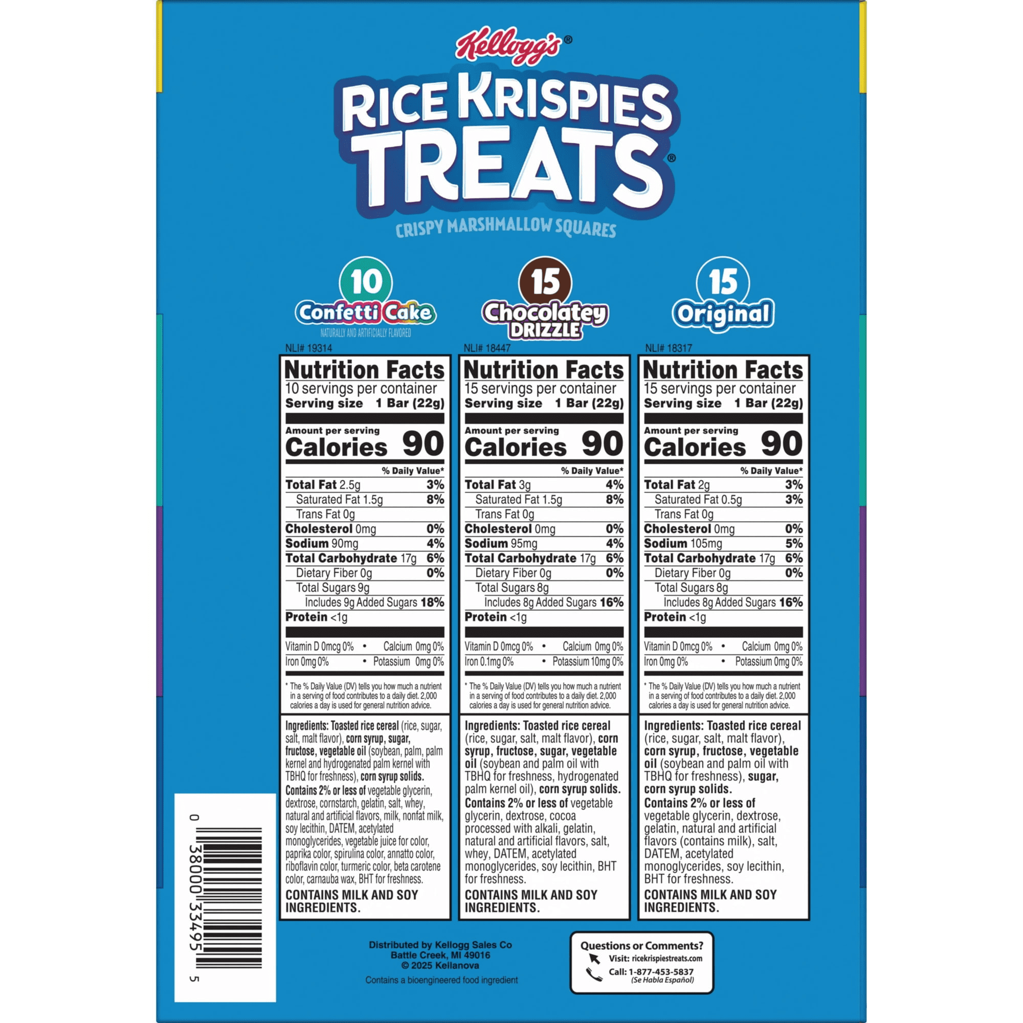 Kellogg's Rice Krispies Treats Squares, Variety Pack, 40 ct. Confetti Cake, Chocolate, Original