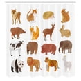 thumbnail image 2 of Ambesonne Animals Shower Curtain, Wild Cats Cow Bear Rabbit, 69"Wx84"L, Pale Caramel Dark Orange, 2 of 4