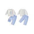 thumbnail image 5 of RUINIXCW Baby Boy 1st Birthday Outfits Number Letter Embroidery Crew Neck Long Sleeve Sweatshirt and Plaid Pants 2 Piece Set, 5 of 6