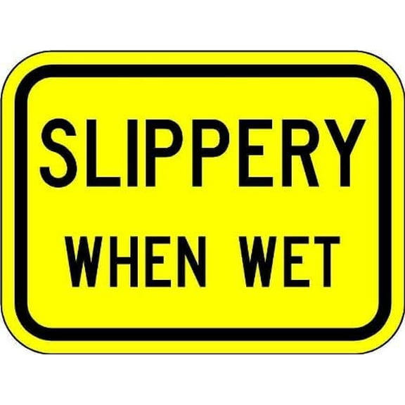 Slippery When Wet (Plaque) Sign - 12 x 9 Weatherproof Warning Signage - High Visibility Warning Signage - Prismatic sheeting Long-lasting 10-Year 3M Warranty