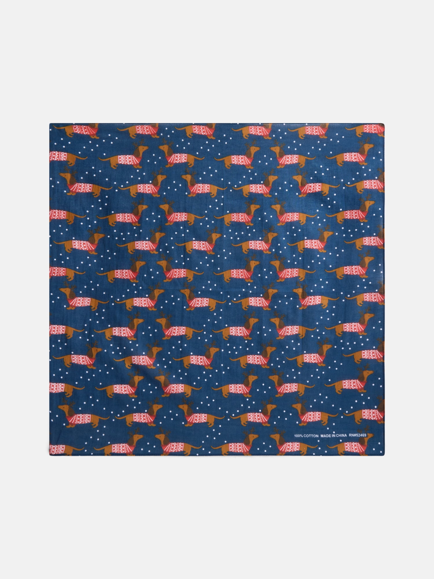 Holiday Time Woven Daschund Deight Bandana, One Size, Navy/Multi, Cotton