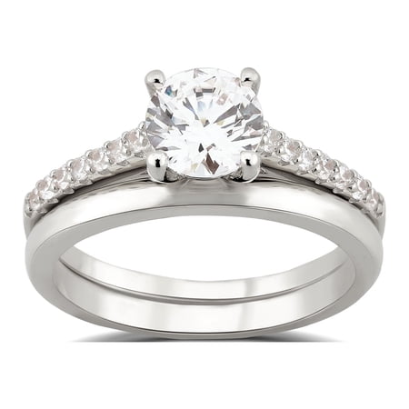 1-7/8 Carat T.W. Round Swarovski Sterling Silver Solitaire Bridal Set
