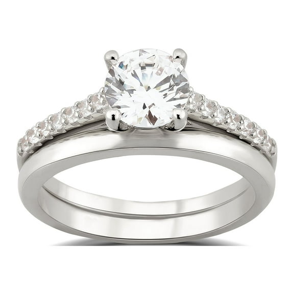 1-7/8 Carat T.W. Round Swarovski Sterling Silver Solitaire Bridal Set