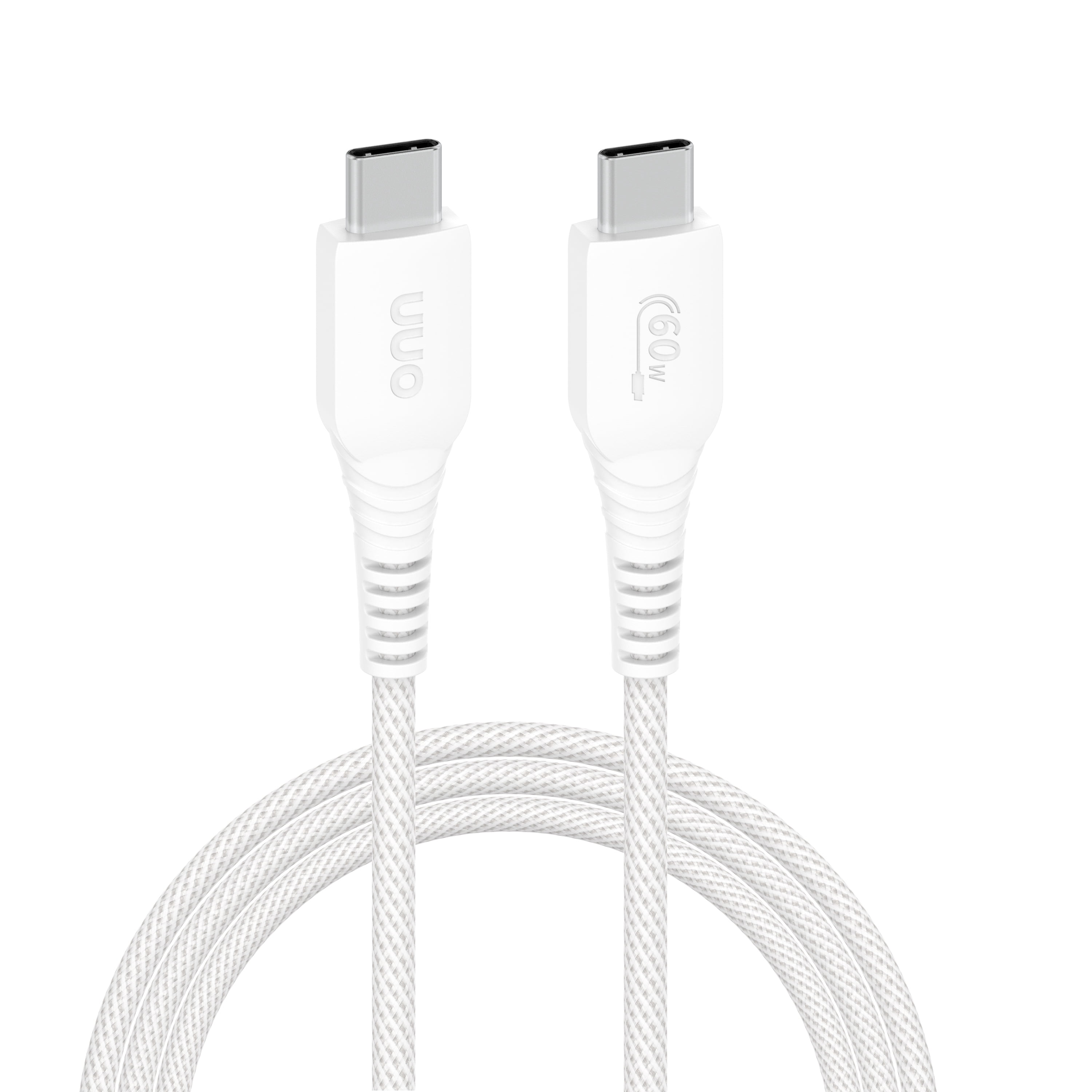 (2 pack) onn 3ft USB-C To USB-C Braided Charging Cable, USB-IF Certified, White - Compatible with iPhone 16 Series, iPhone 15 Series, Samsung Galaxy, Note, Pixel Devices iPad Pro, & More
