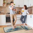 thumbnail image 6 of 2-Piece Kitchen Mat Set Non Slip Washable Floor Mats Decorative Rugs for Kitchen Sink Laundry Blue Crab and Shells, 6 of 7