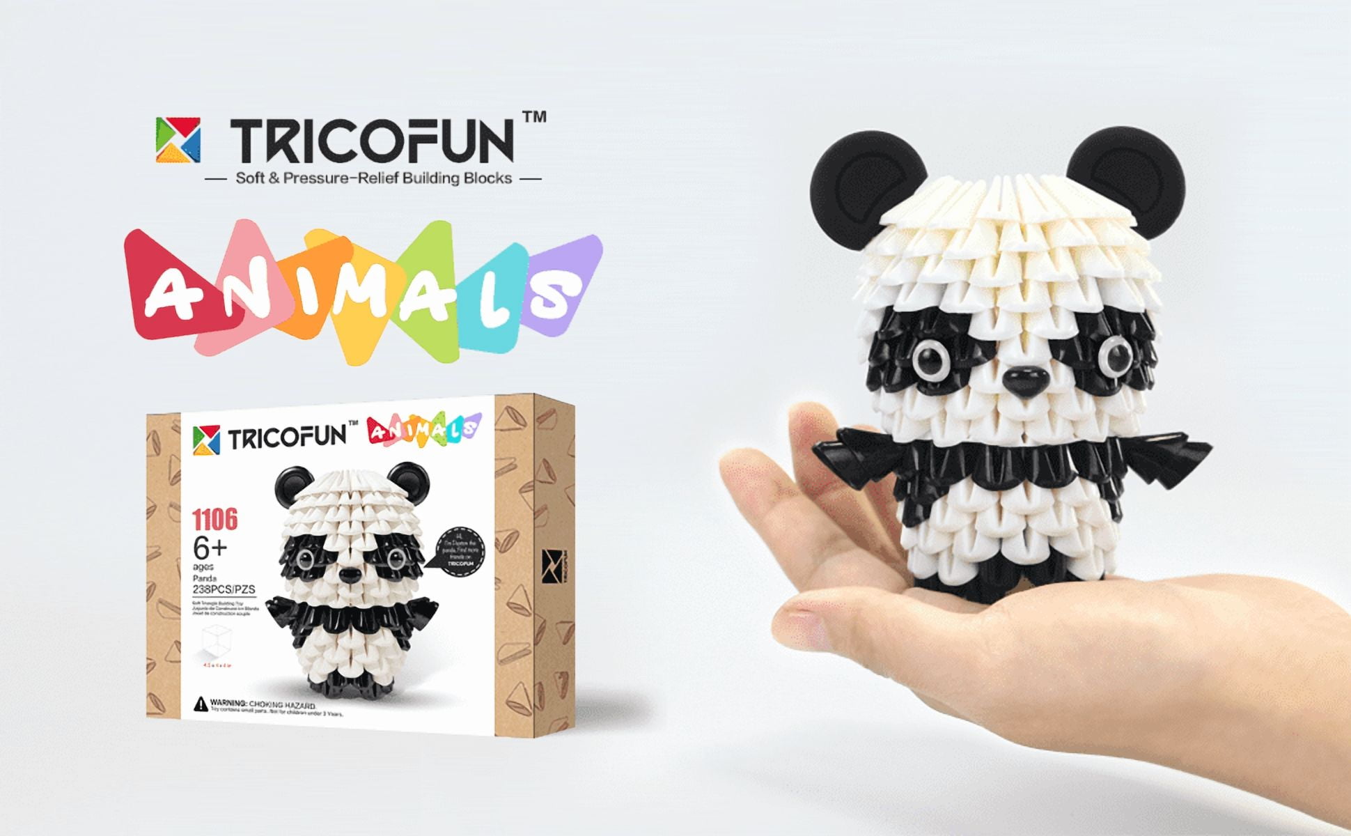 TRICOFUN Animals Soft Building Blocks Interactive Building Toy Paxton the Panda 1106-PANDA