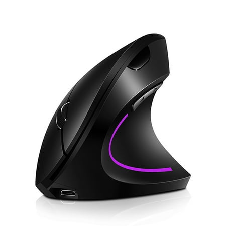 

2.4G Wireless Vertical Rechargeable Upright Ergonomic 3 Adjustable DPI Levels RGB Flowing Light Plug N Play Black