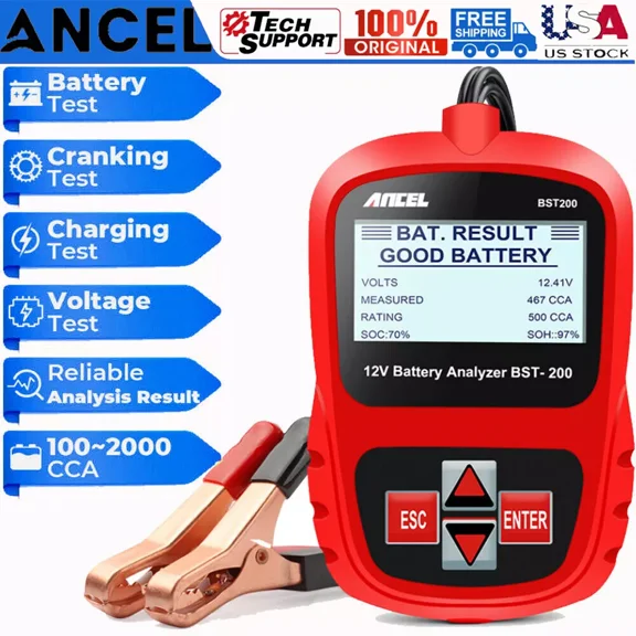 ANCEL BST200 Car Battery Tester Automotive Bad Cell Load Test Tool Digital Analyzer Tester for Car Truck Motorcycle Boats