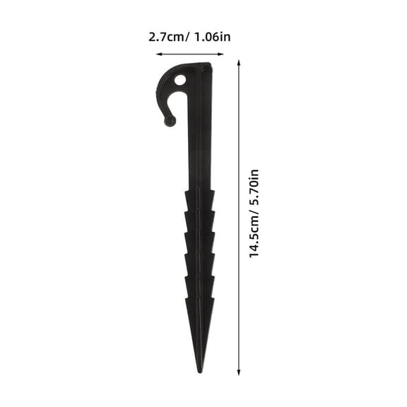 WEUVEB 20pcs Plastic Ground Stakes Black for Outdoor Enthusiasts in Garden Landscaping