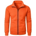 thumbnail image 6 of WIZUTIZ Men's Solid Color Zip Up Hoodless Sweatshirt Jacket Long Sleeve Warm Pocket Outerwear For Winter Daily, 6 of 6