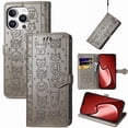 thumbnail image 2 of Funda Cartera FOXDOCK para iPhone 16 Pro Max , Flip PU con Relieve de Gatos y Perros, Tarjetero y Soporte, 2 of 6