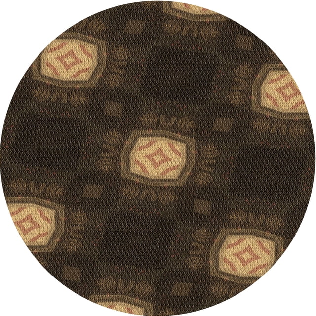 Ahgly Company Tapis Rond Lavable en Machine Intérieur Transitionnel Rouge Brun, 7 Pieds Rond