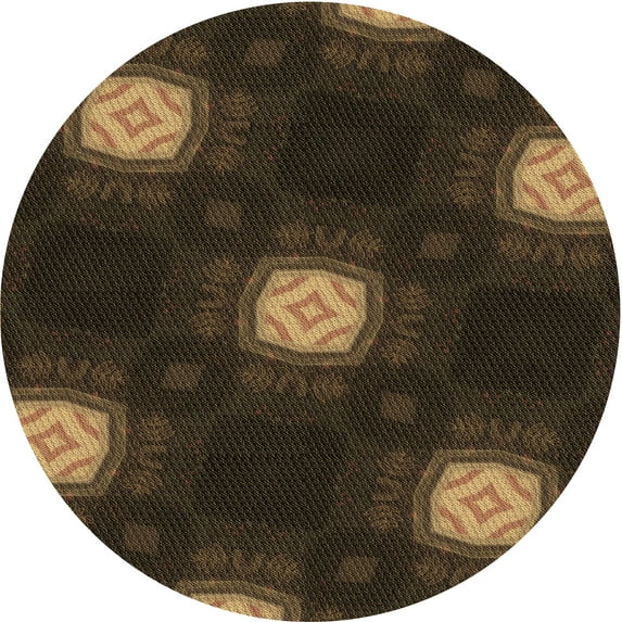 Ahgly Company Indoor Round Patterned Red Dirt Brown Area Rugs, 7' Round