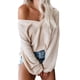 thumbnail image 1 of Camisa ReachMe para mujer con hombros descubiertos, punto gofrado, color beige, talla M, 1 of 4