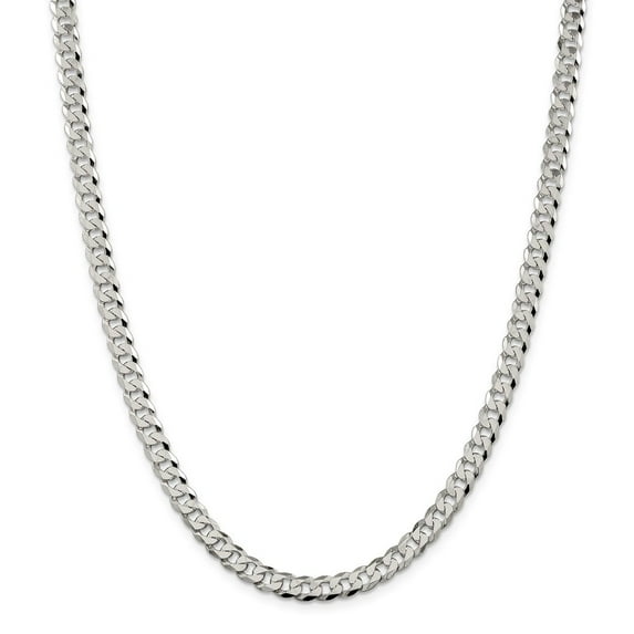 Solid 925 Sterling Silver 5.5mm Beveled Cuban Curb Chain Necklace 20" - with Secure Lobster Lock Clasp