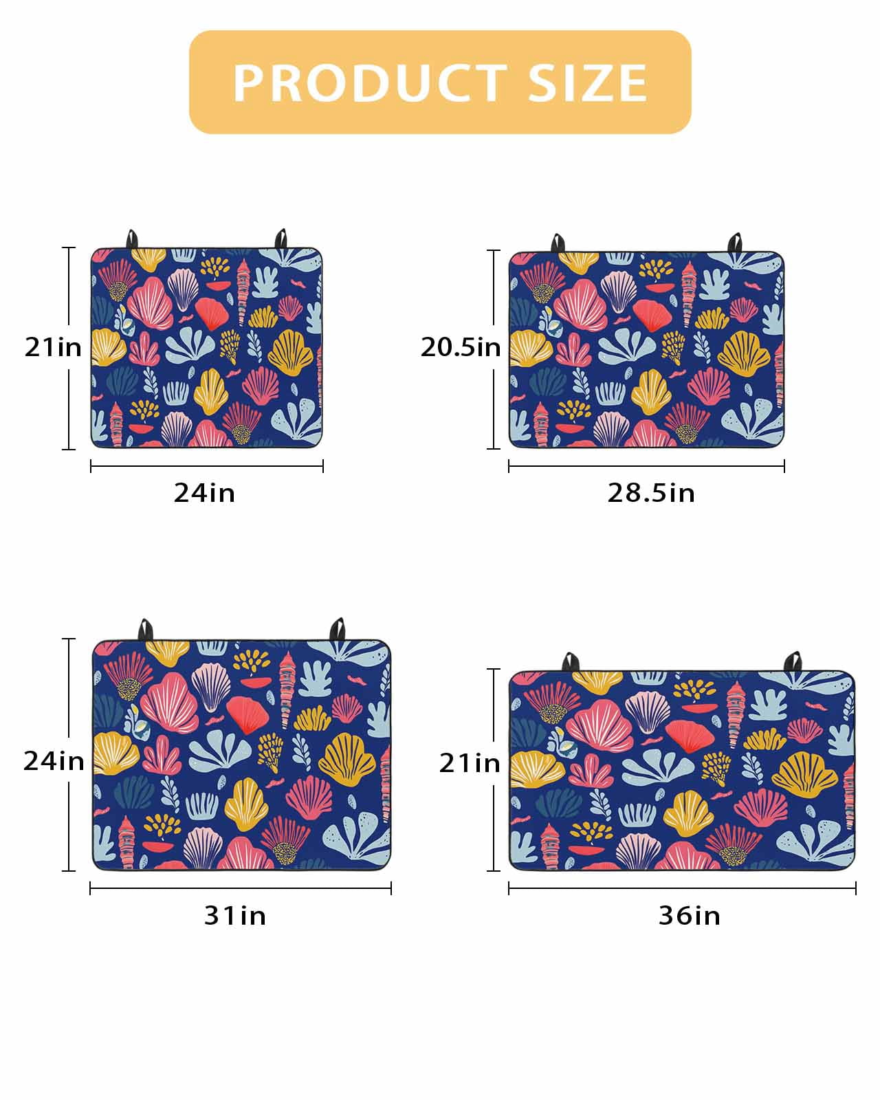 nqOlkjepod Large Induction Cooktop Protector Mat 24"x21", Blue Coastal Stove Top Covers for Electric Stove, Watercolor Summer Ocean Seashells Conch Stove Burner Cover Mats, Glass Top Stove Cover